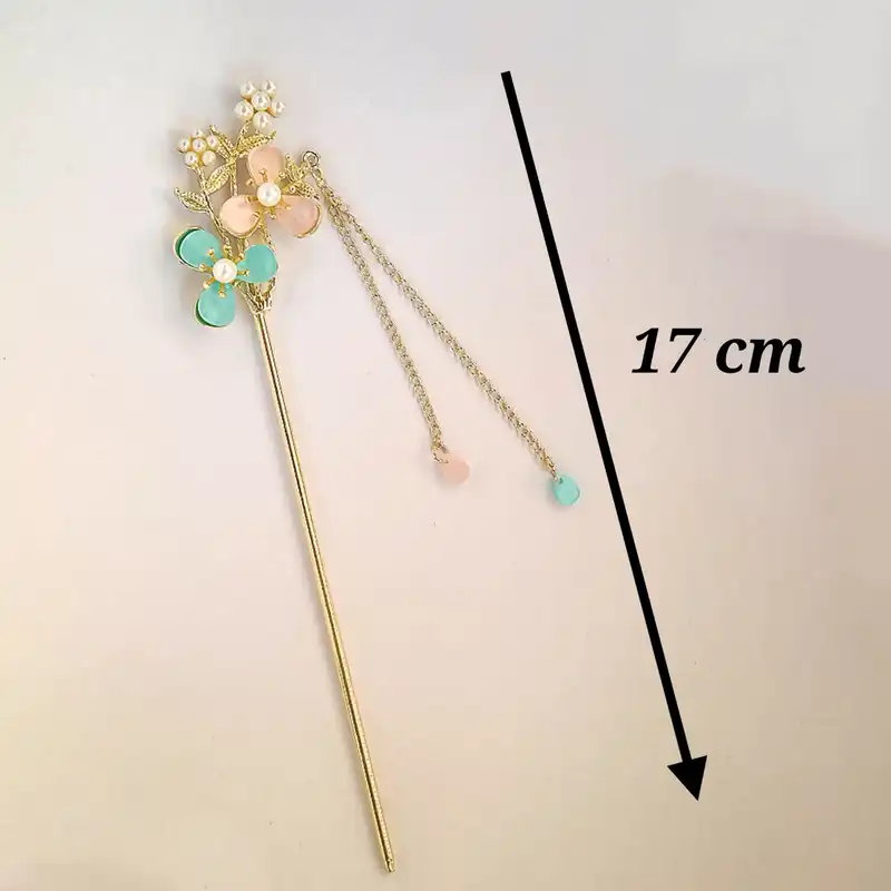 گیره مو زنانه مدل کانزاشی ژاپنی دوگل آویزدار کد brg 35k07