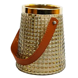 گلدان دکوری مدل هیرا طرح دسته چرمی