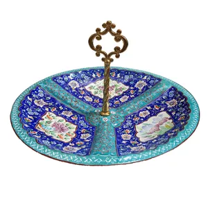 شیرینی خوری میناکاری طرح گل و مرغ مدل EG0023