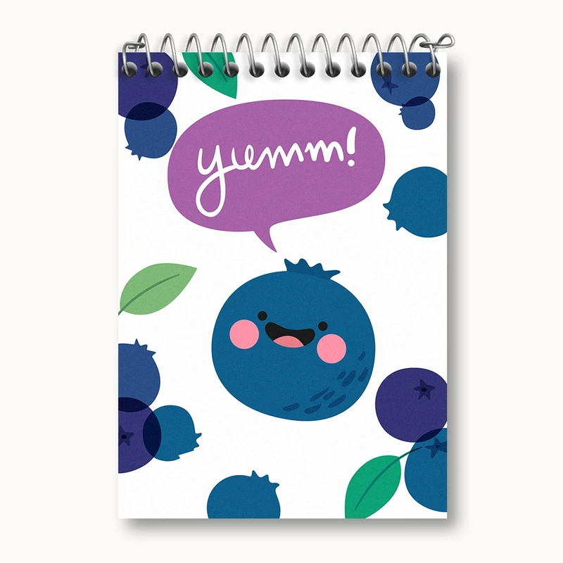 دفتر یادداشت 50 برگ خندالو مدل بلوبری بامزه و کیوت کد N110