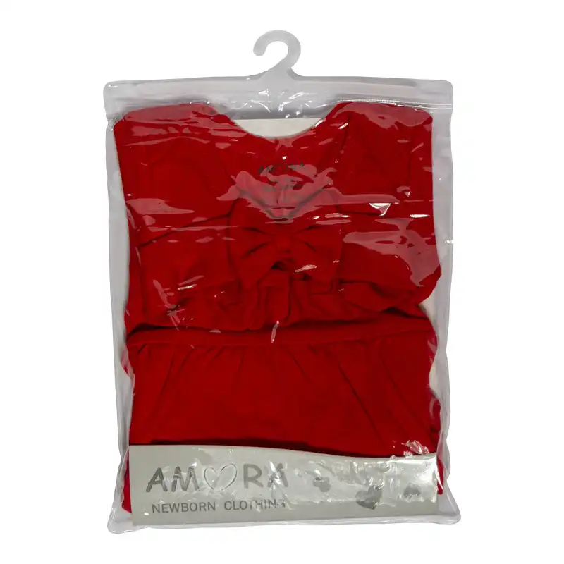 ست بادی و هدبند نوزادی آمورا مدل plain رنگ قرمز