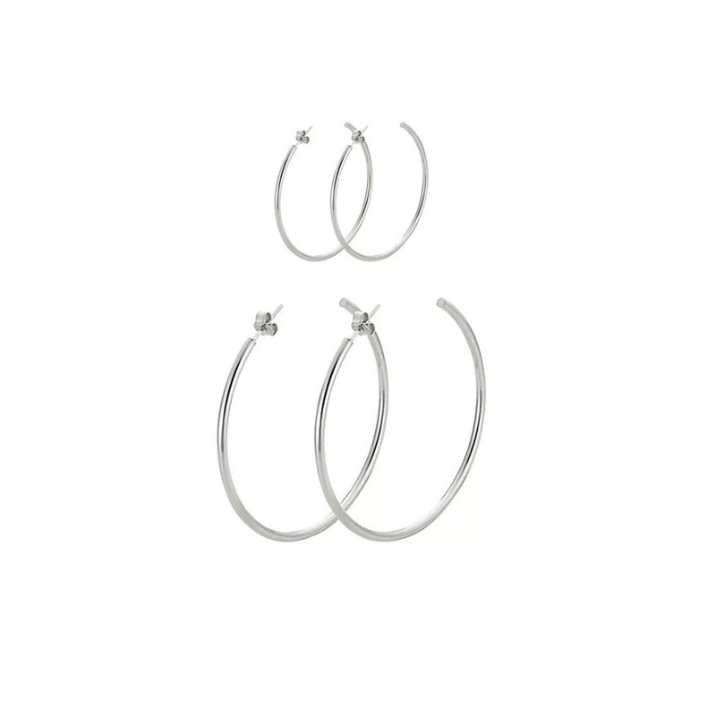 گوشواره نقره زنانه مدل نیم دایره کد 6119 مجموعه 2 عددی