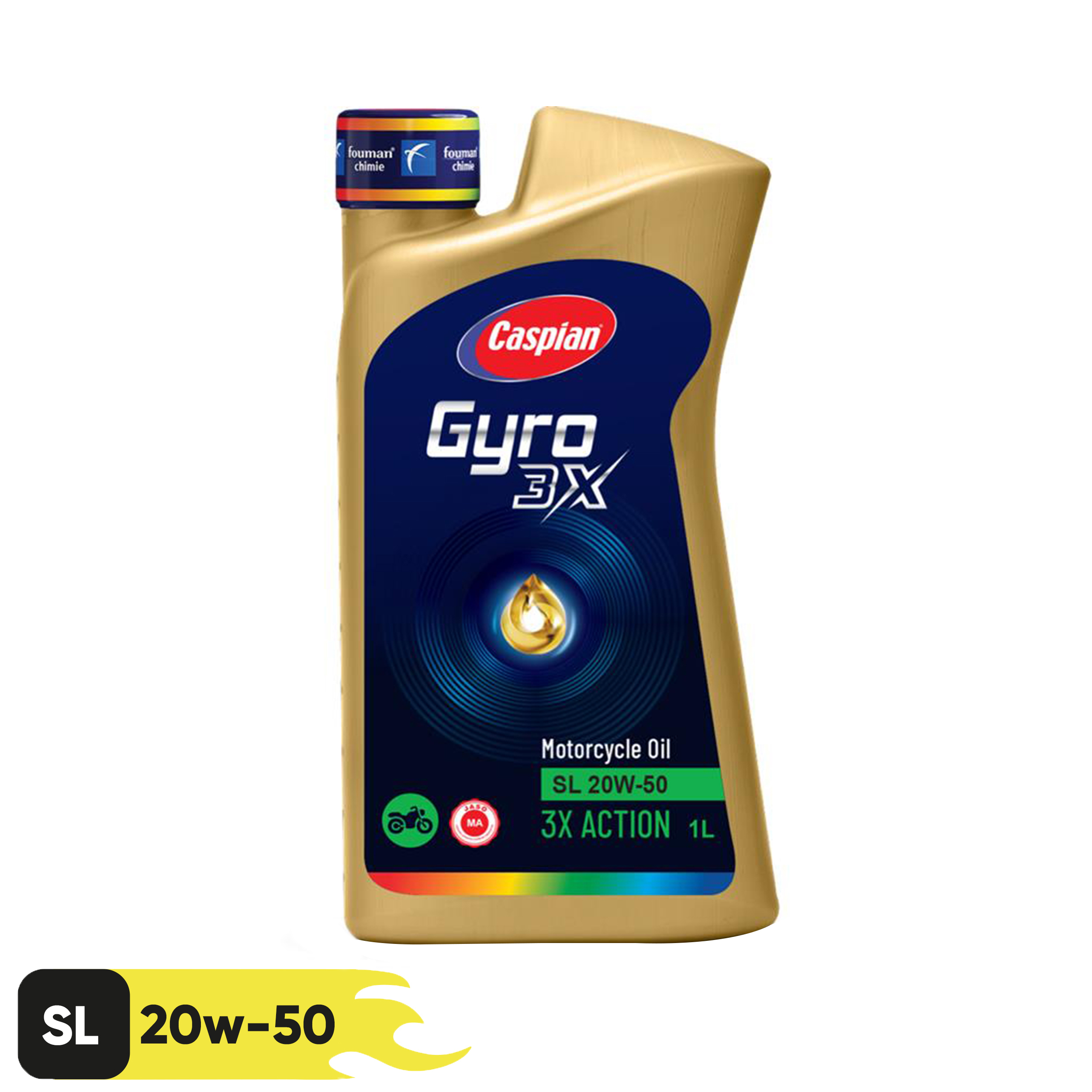 روغن موتورسیکلت کاسپین مدل SL-20W-50 حجم 1 لیتر