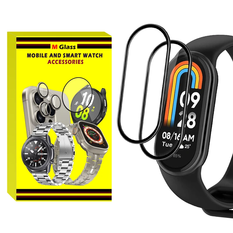 محافظ صفحه نمایش نانو ام‌گلس مدل GLS_Pmma مناسب برای ساعت هوشمند شیائومی Mi Band 10 12mm بسته دو عددی