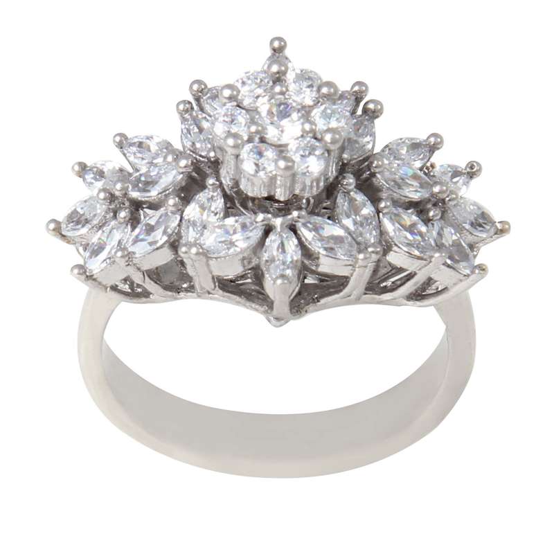 انگشتر نقره زنانه مدل آبکاری رادیوم کد AWR_823