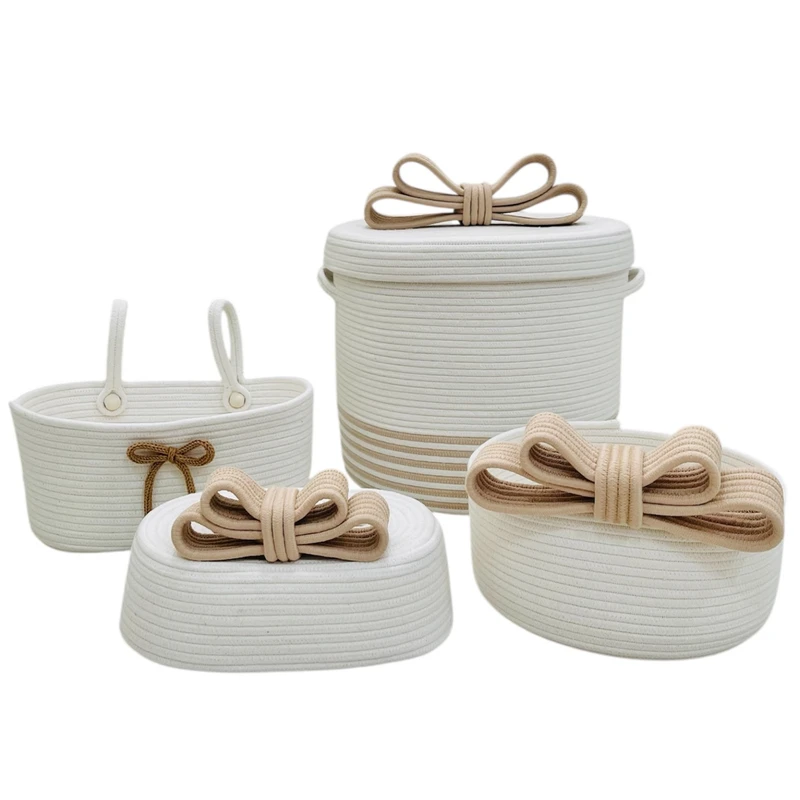 ست سبد وسایل کودک مدل قیطان دوزی طرح پاپیون مجموعه چهار عددی