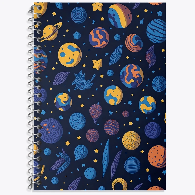 دفتر زبان 50 برگ خندالو مدل سه خط طرح سیاره و کهکشان کد N467