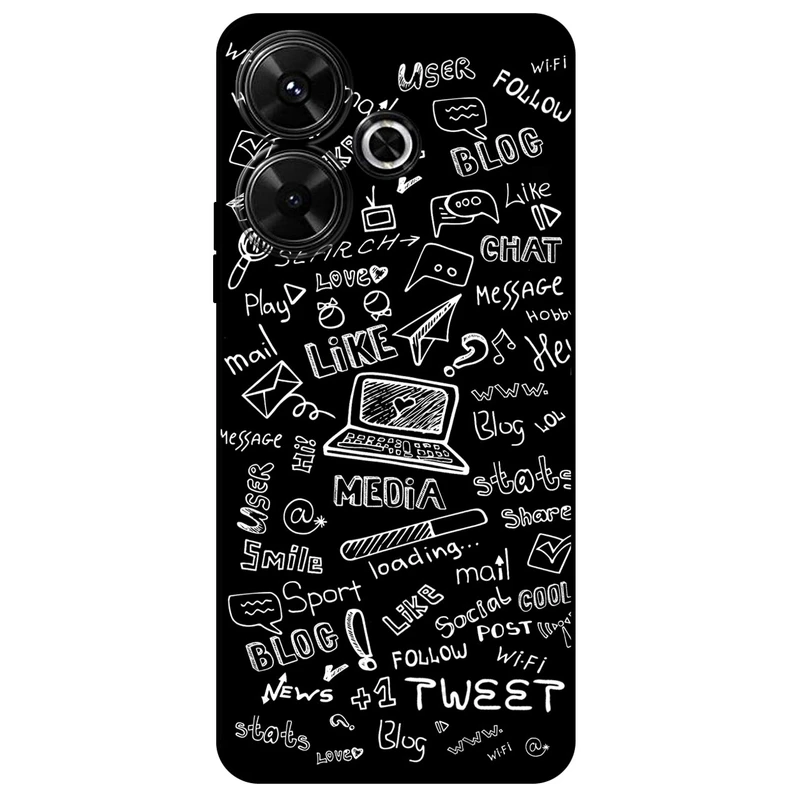 کاور مگافون طرح رسانه های اجتماعی مدل 1898 مناسب برای گوشی موبایل شیائومی Redmi 13 4G