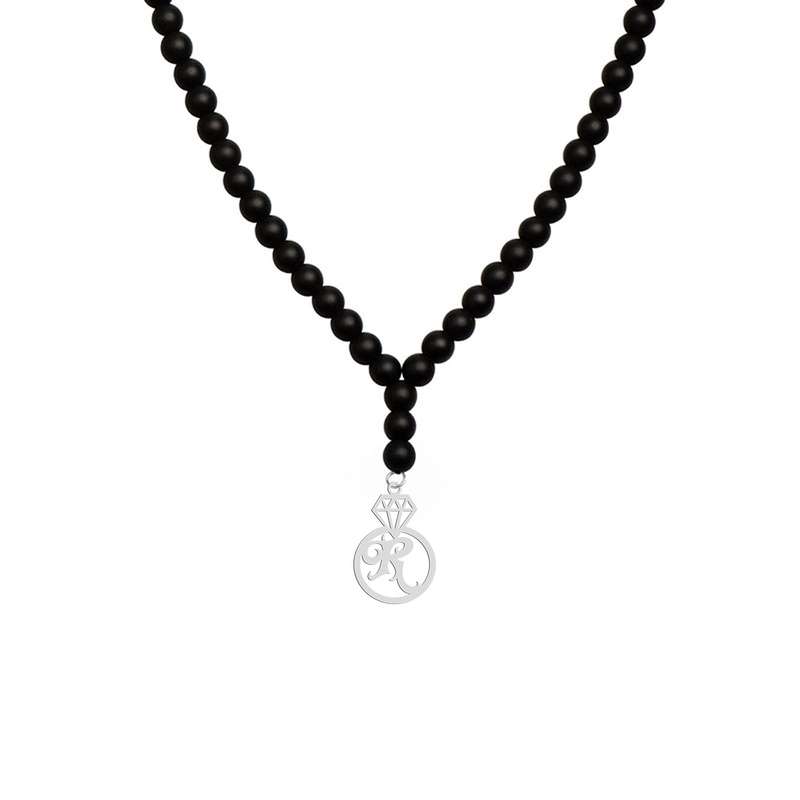 گردنبند نقره زنانه هایکا مدل الماس و حرف R کد n.ha1-852