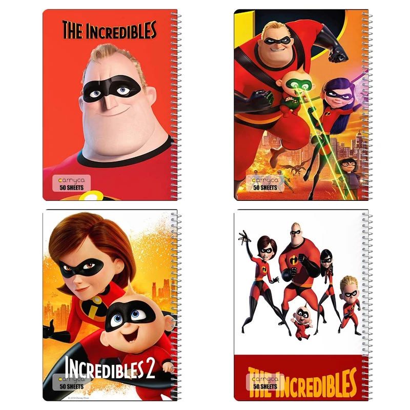 دفتر نقاشي 50 برگ کارنيکا طرح شگفت‌انگیزان The Incredibles کد 32570 مجموعه 4 عددی