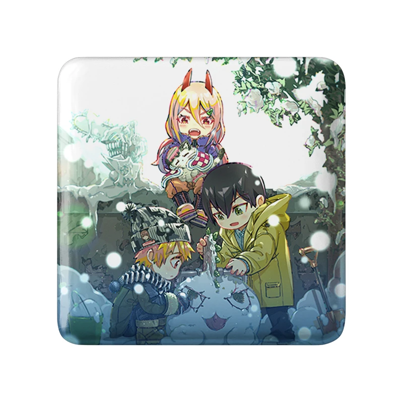 مگنت خندالو طرح اکی و پاور و دنجی انیمه مرد اره ای Chainsaw Man  مدل مربعی کد 22323