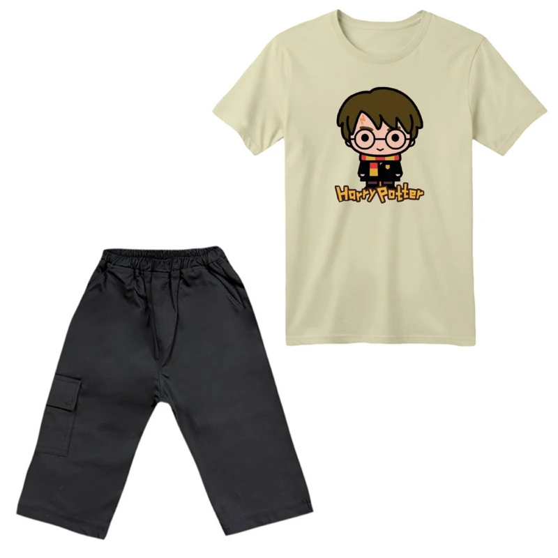 ست تی‌شرت آستین کوتاه و شلوارک پسرانه مدل هری پاتر