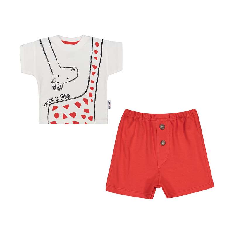 ست تی شرت آستین کوتاه و شلوارک نوزادی پسرانه آدمک مدل 2171245-72