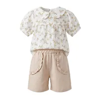 ست پیراهن و شلوارک دخترانه مدل Flower کد 480