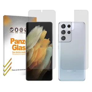 Panzer Glass Resistant model transparent screen protector suitable for Samsung Galaxy S21 Ultra 5G mobile phone along with the back protector