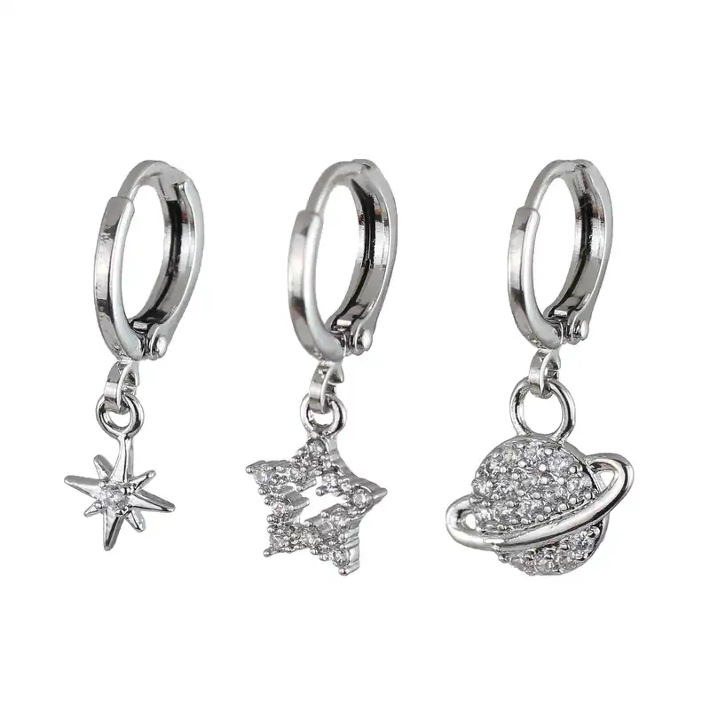 گوشواره زنانه وای اس ایکس مدل کهکشانی کد ear637 بسته سه عددی