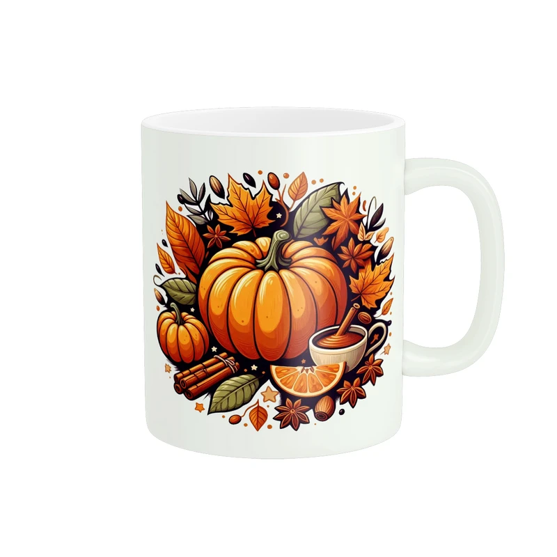 ماگ پادآفرین مدل پاییز طرح کدوتنبل و قهوه کد PM676