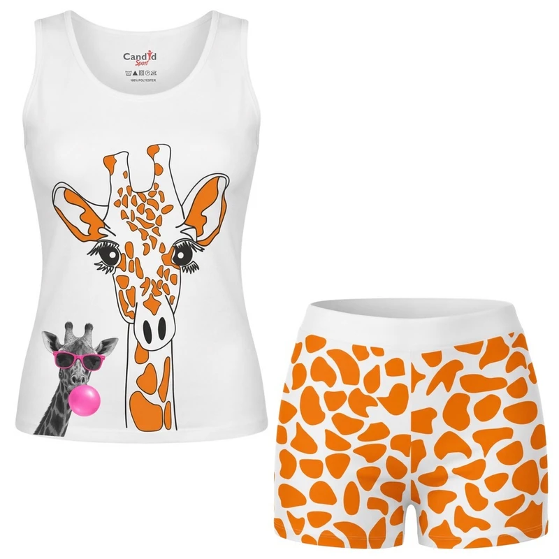 ست تاپ و شلوارک راحتی زنانه مدل زرافه