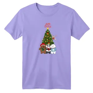 تی شرت آستین کوتاه بچگانه مدل خرس کریسمس کد 6 رنگ یاسی