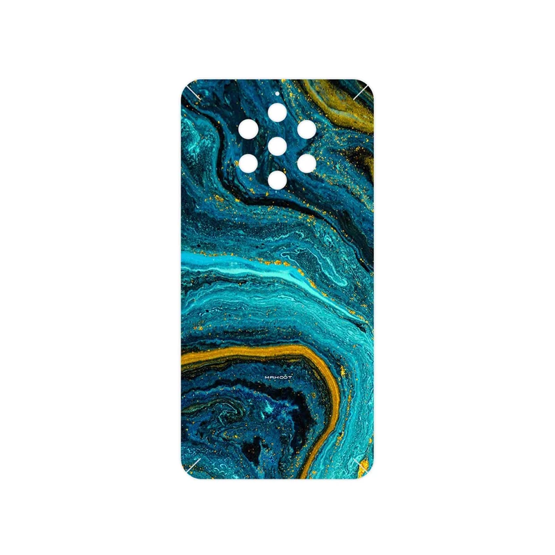 برچسب پوششی ماهوت مدل Turquoise marblewith golden streaks مناسب برای گوشی موبایل نوکیا 9 Pureview