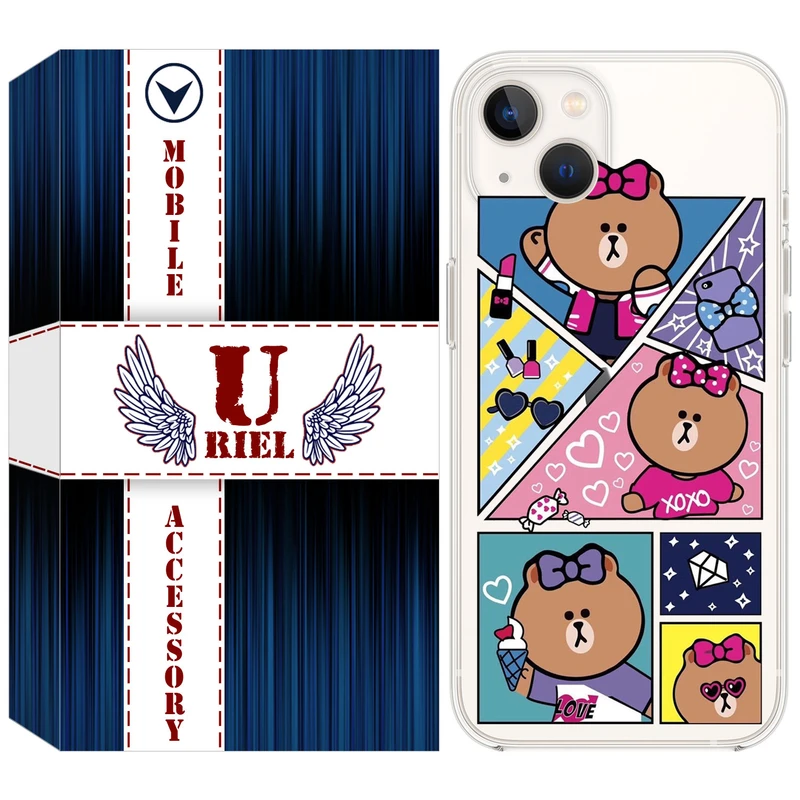 کاور یوریل مدل Clear کد 13 طرح Brown مناسب برای گوشی موبایل اپل iPhone 13 mini