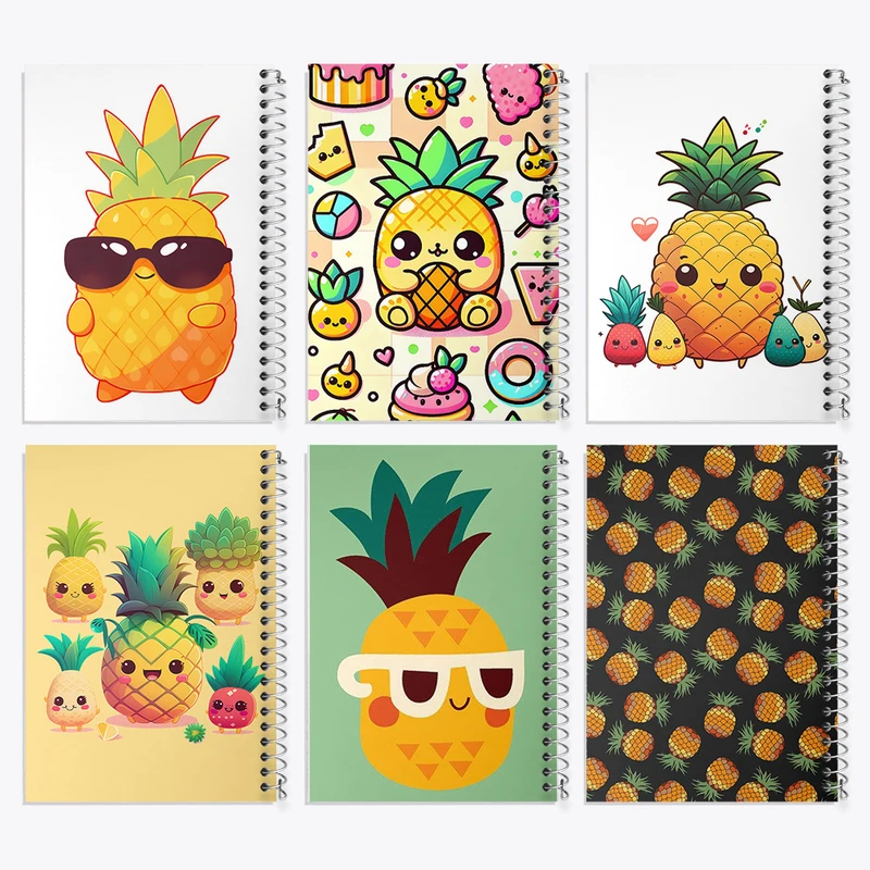 دفتر مشق 100 برگ خندالو طرح آناناس کد 199 مجموعه 6 عددی