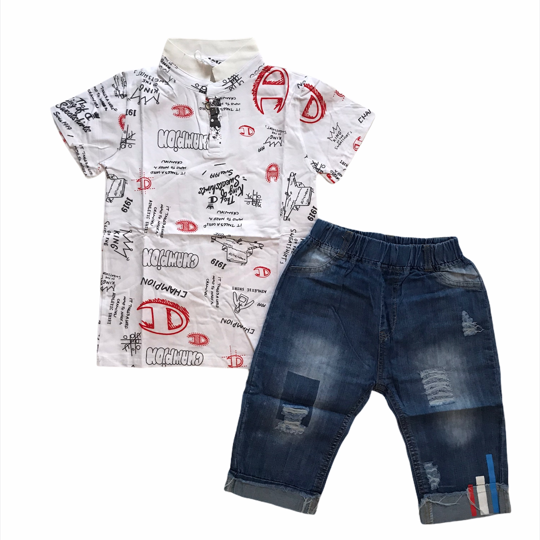 ست پولوشرت و شلوارک پسرانه طرح قهرمان