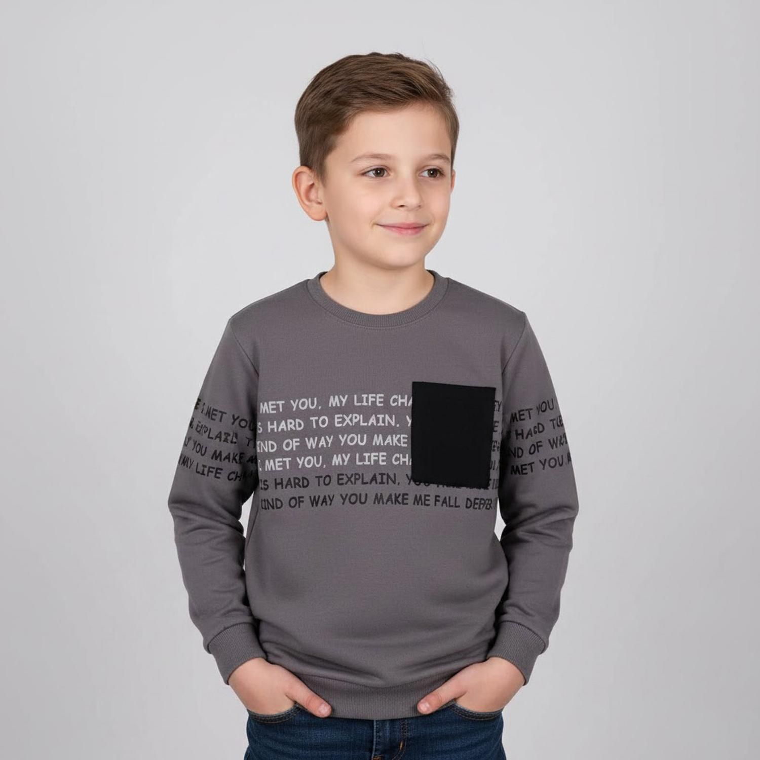 سویشرت پسرانه سون پون مدل 1218 رنگ طوسی -  - 1