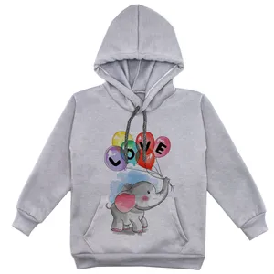 هودی دخترانه مدل فیل و بادکنک ها کد F110 رنگ طوسی