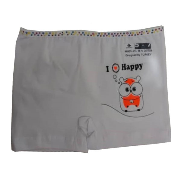 شورت دخترانه طرح هپی رنگ سفید