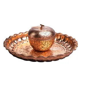 ست دیس و قندان مسی بیجاری کرمان - طرح کنگره دار