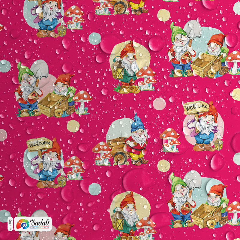 کاغذ کادو صدفی طرح کوتوله ها بسته 5 عددی