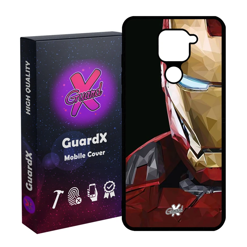 کاور گارد ایکس طرح Iron Man مدل Glass10048 مناسب برای گوشی موبایل شیائومی Redmi Note 9