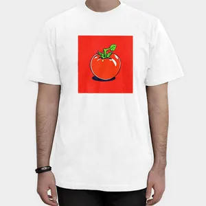 تیشرت آستین کوتاه مردانه مدل گوجه فرنگی رنگ سفید