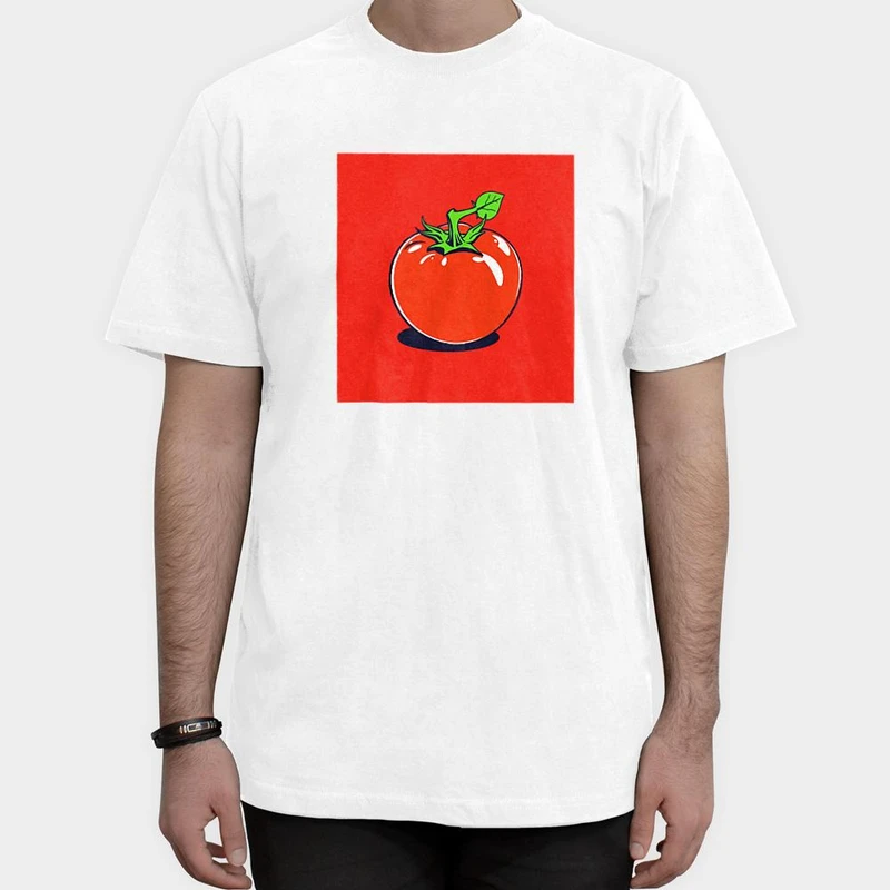 تیشرت آستین کوتاه مردانه مدل گوجه فرنگی رنگ سفید