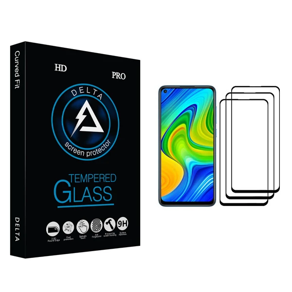 محافظ صفحه نمایش دلتا مدل Fit مناسب برای گوشی موبایل شیائومی Redmi Note 9 بسته سه عددی