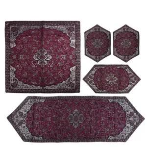 ست 5 تکه رومیزی ترمه سنتی یزد طرح شاه عباسی مدل P47-00