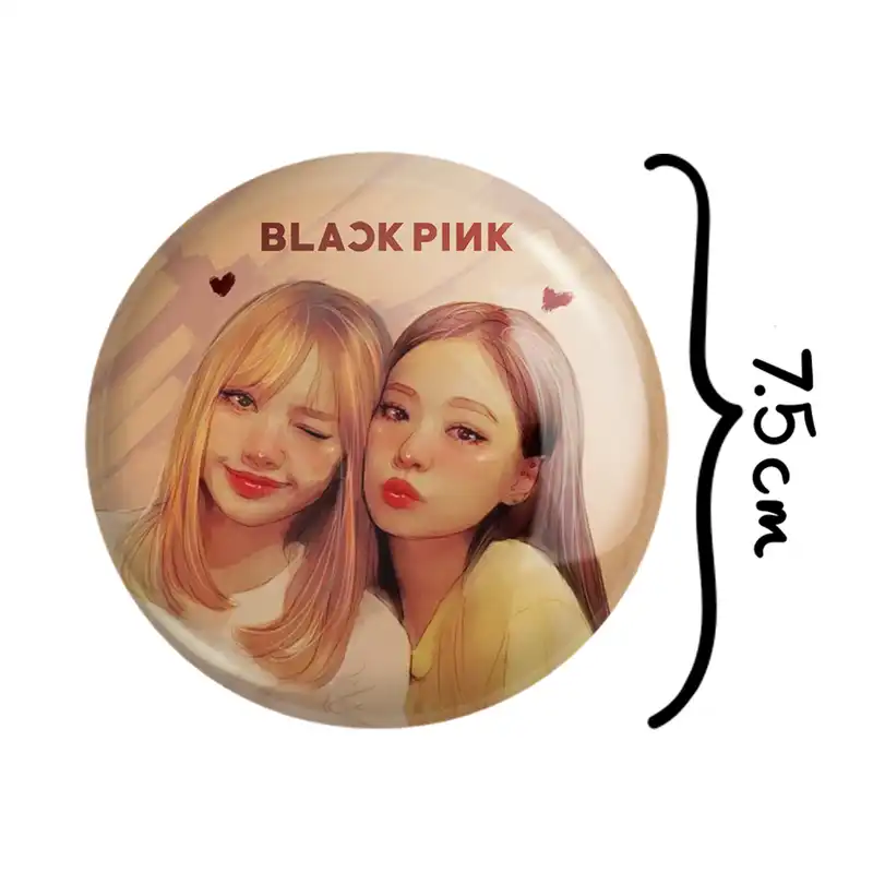 آینه جیبی خندالو طرح لیسا و جنی گروه بلک پینک Black Pink مدل تاشو کد 3123