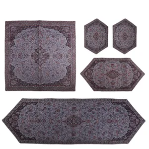 ست 5 تکه رومیزی ترمه سنتی یزد طرح شاه عباسی مدل P47-01