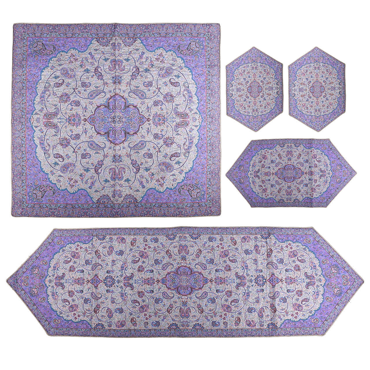ست 5 تکه رومیزی ترمه سنتی یزد طرح شاه عباسی مدل P47-02