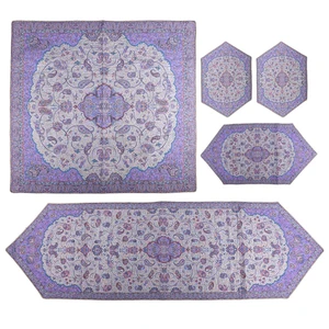 ست 5 تکه رومیزی ترمه سنتی یزد طرح شاه عباسی مدل P47-02