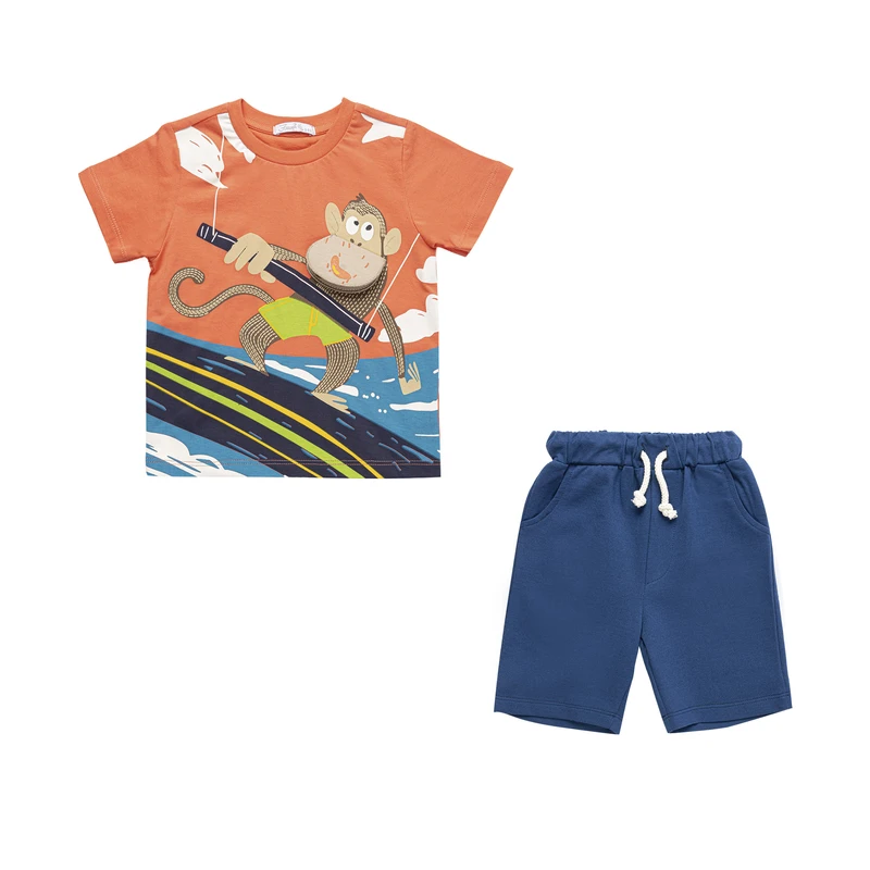 ست تی شرت و شلوارک پسرانه فیورلا مدل موج سوار 35033