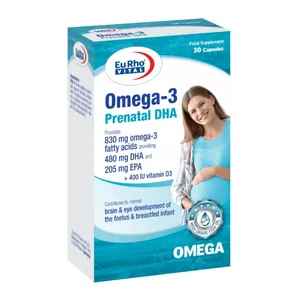کپسول ژلاتینی امگا 3 پریناتال دی‌اچ‌ای یوروویتال - 830 میلی گرم بسته 30 عددی