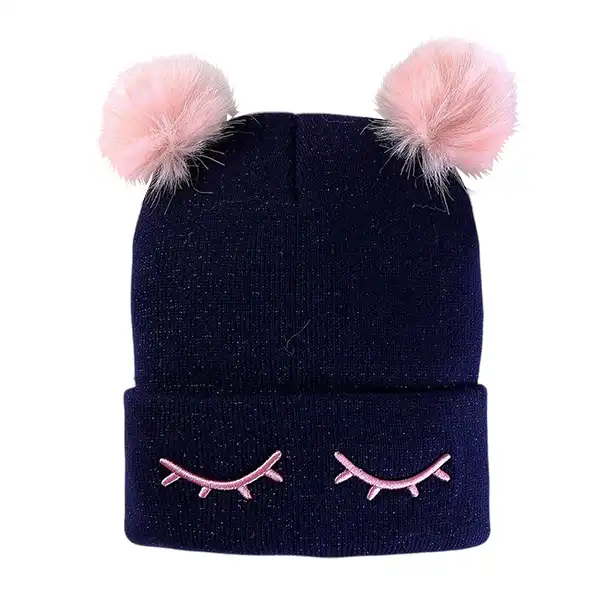 کلاه بافتنی بچگانه مدل پوم پوم شاین کد DB1