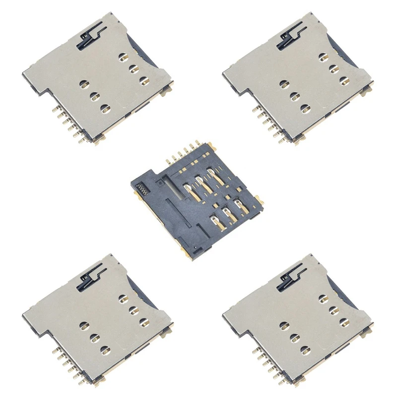سوکت سیم کارت مدل 6Pin-Micro.SIM.Auto بسته 5 عددی