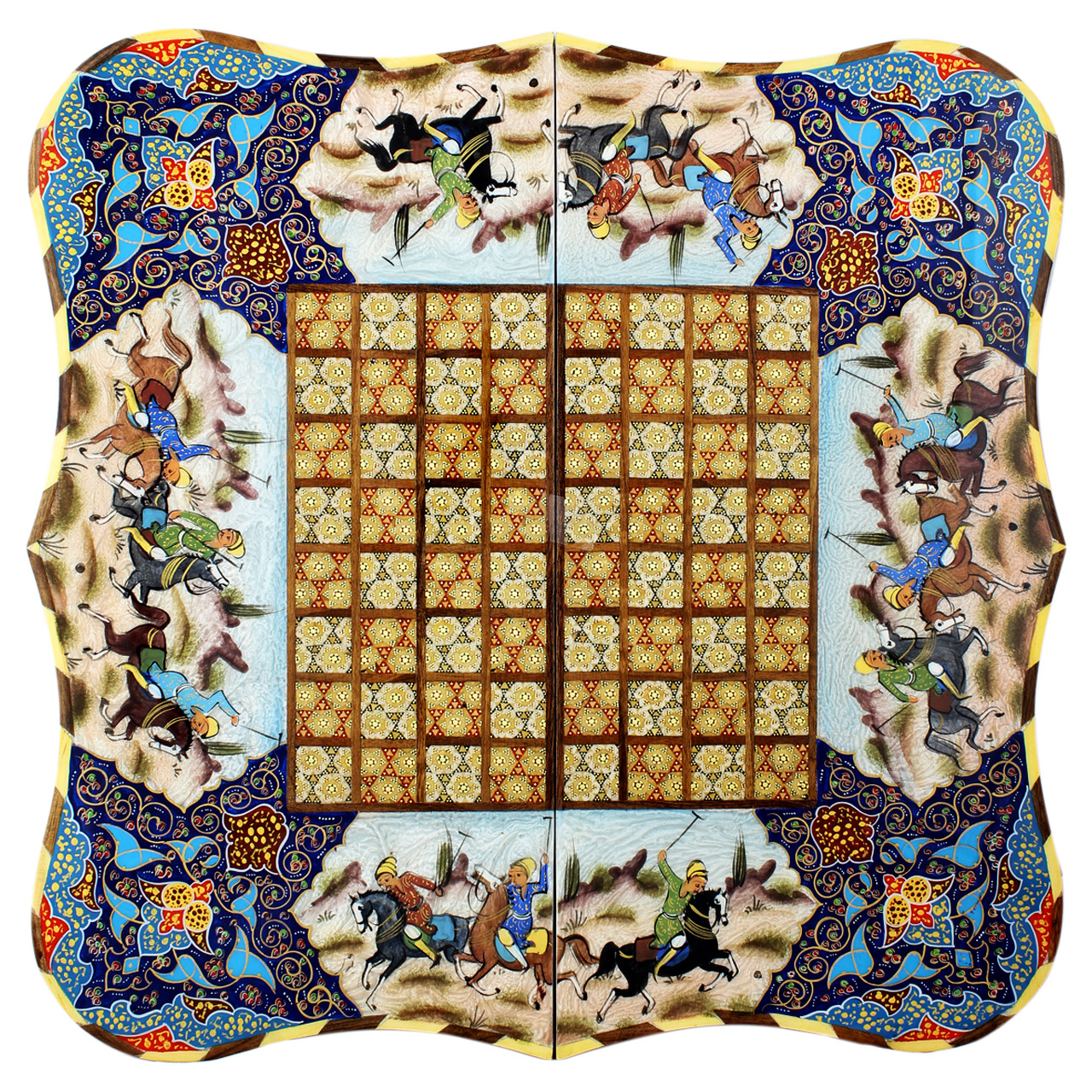 صفحه شطرنج خاتم کاری طرح چوگان سایز 40x40 سانتی کد 620111