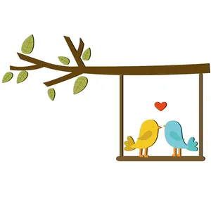 استیکر چوبی باروچین طرح Lovly Birds