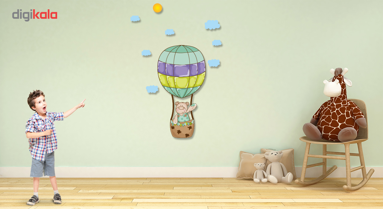 استیکر چوبی باروچین طرح خانواده خرسی در بالن