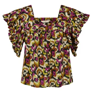 بلوز آستین کوتاه یقه باز زنانه کد 28247