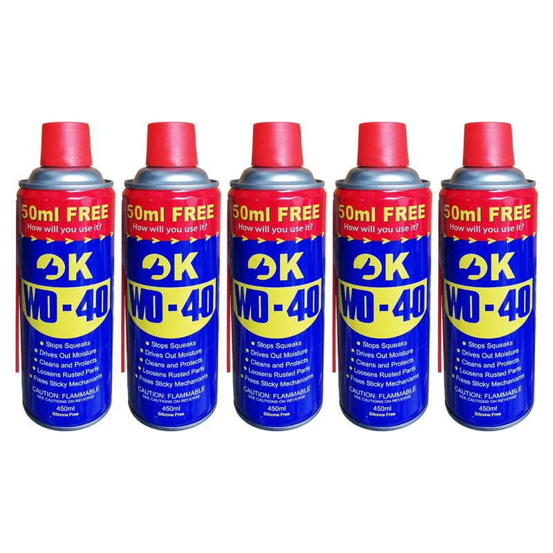 اسپری روان کننده و زنگ بر اوکی مدل WD-40 حجم 450 میلی لیتر بسته 5 عددی